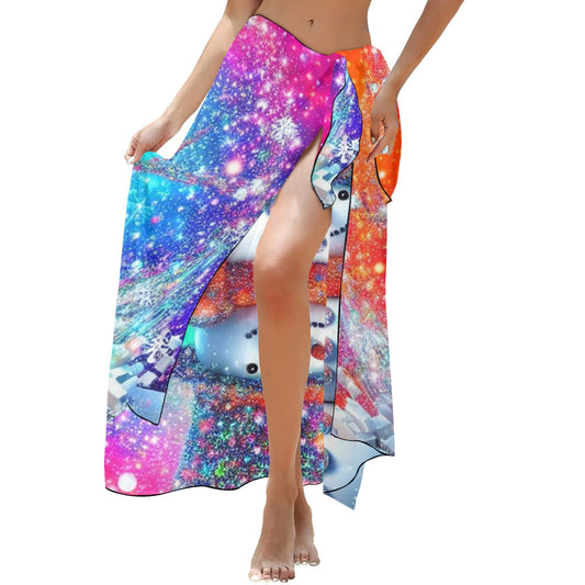 Snowman Long Beach Sarong Wrap