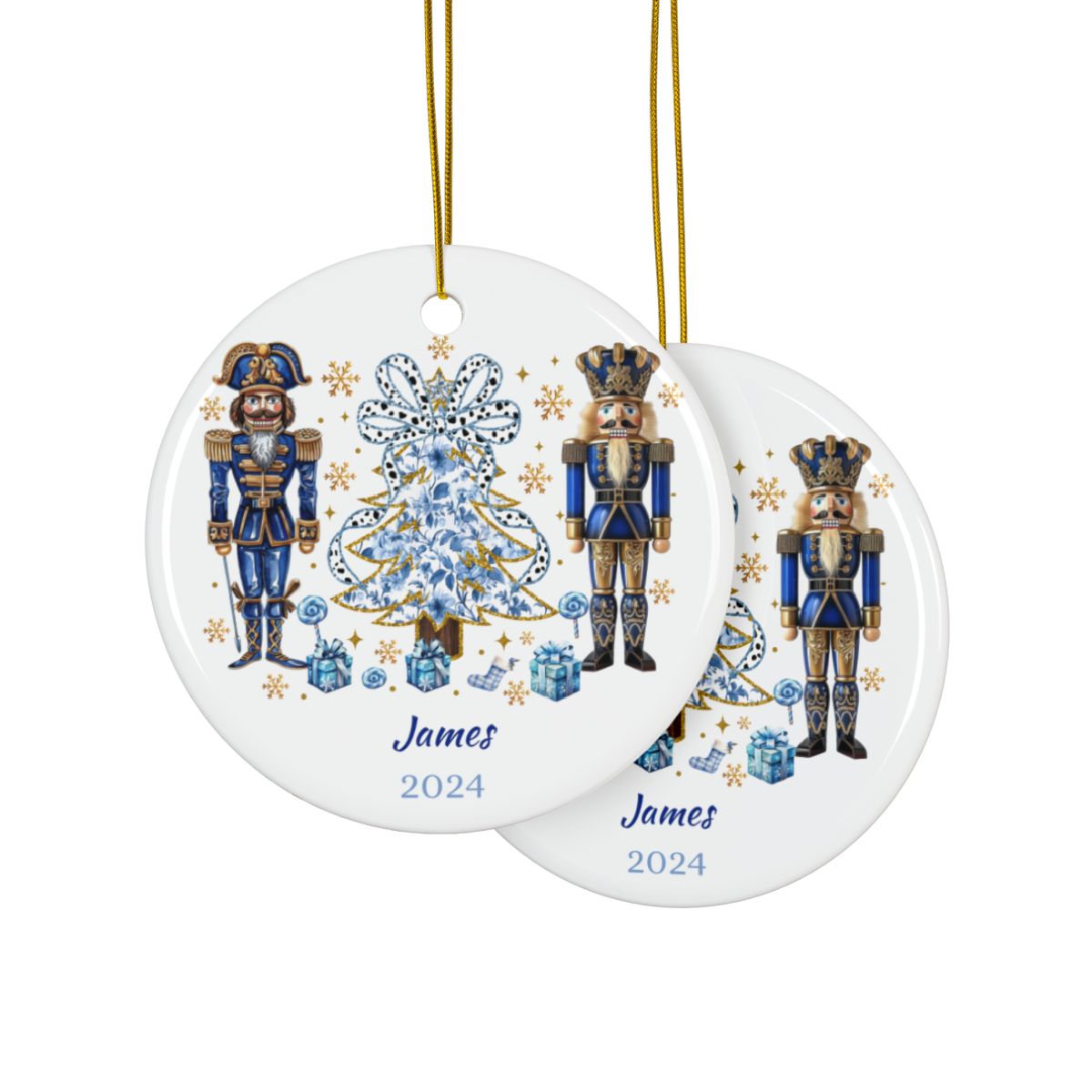 Nutcracker Christmas Ornament, Personalized Holiday Decor, Grand Millennial Gift, Ceramic Keepsake, Custom Tree Decoration