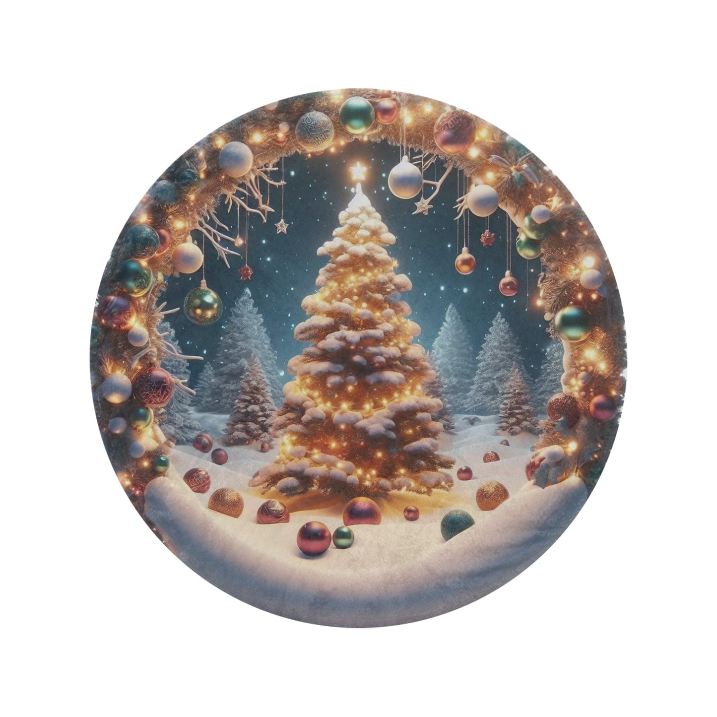 Christmas Tree Circular Micro Fleece Blanket