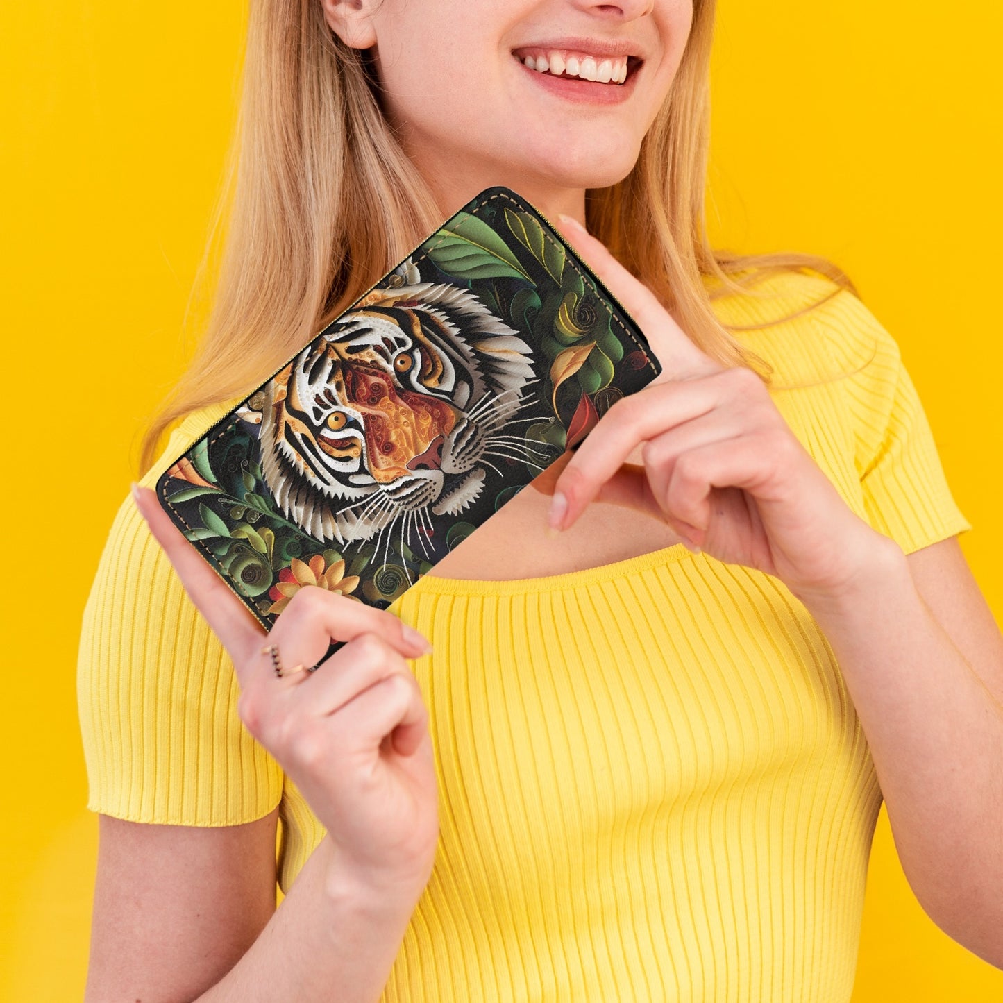 Long Type Zipper Purse - Tiger