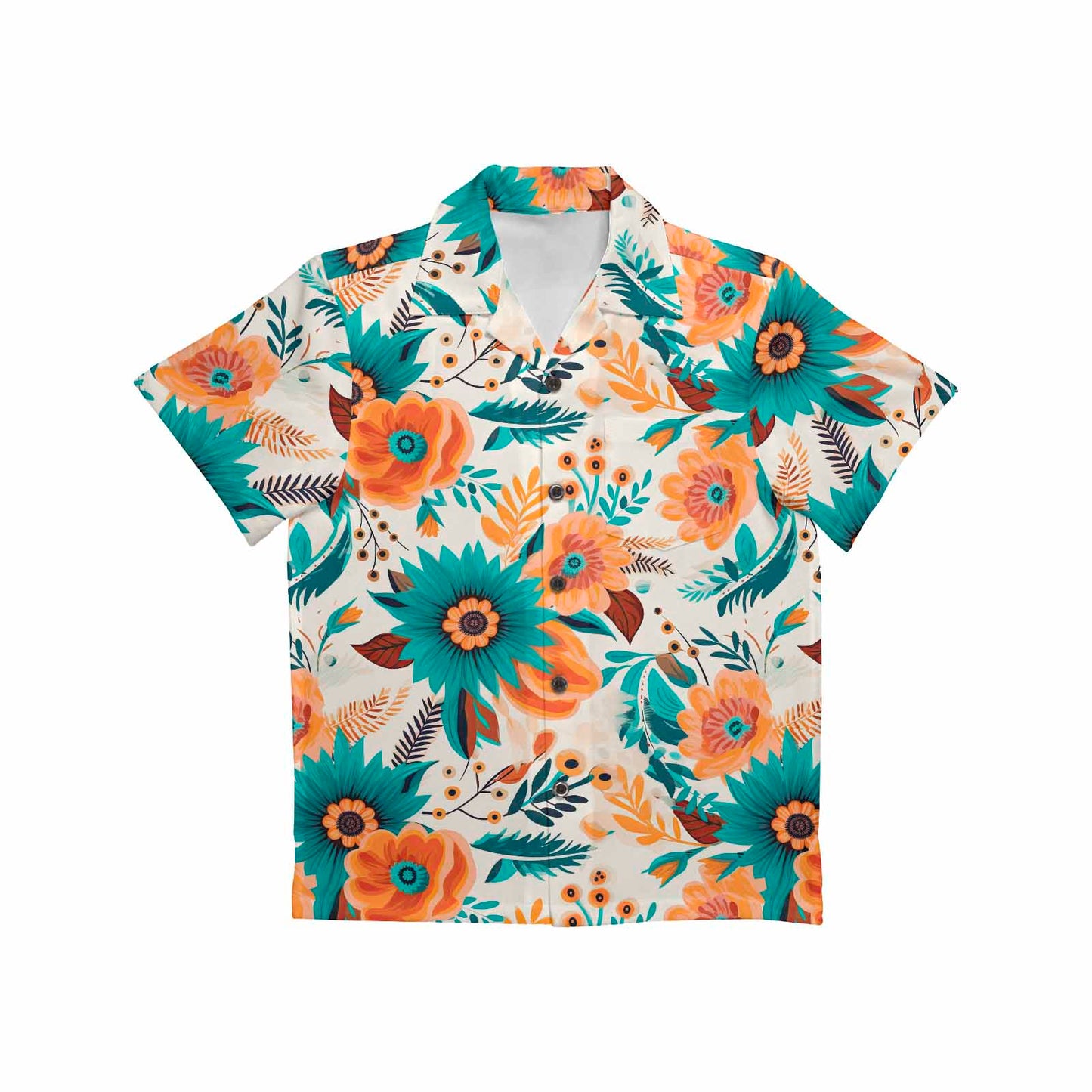 Boho Retro Floral  Little Boys Hawaiian Shirt
