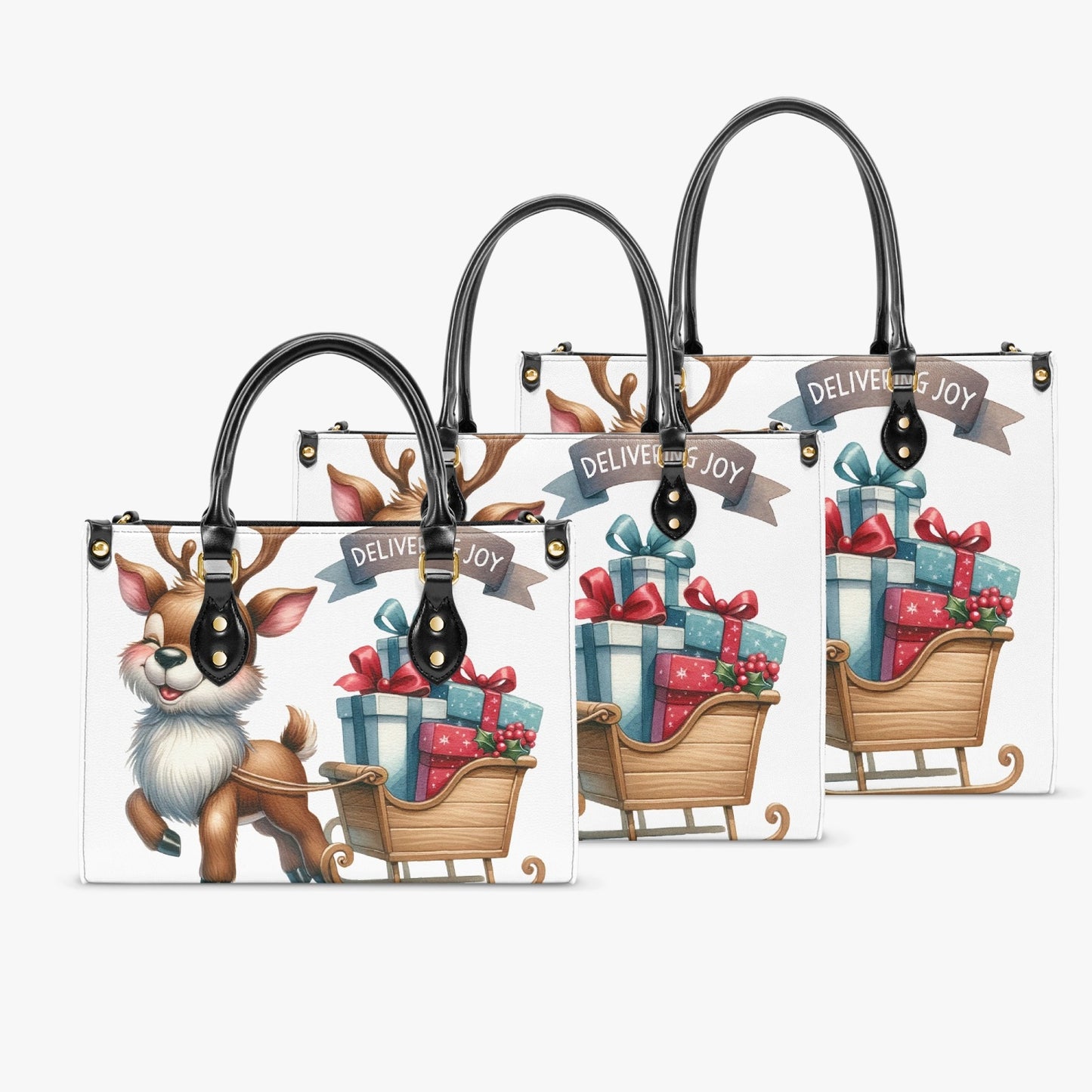 Women's Tote Bag - Christmas - Reindeer Sleigh - Delivering Joy