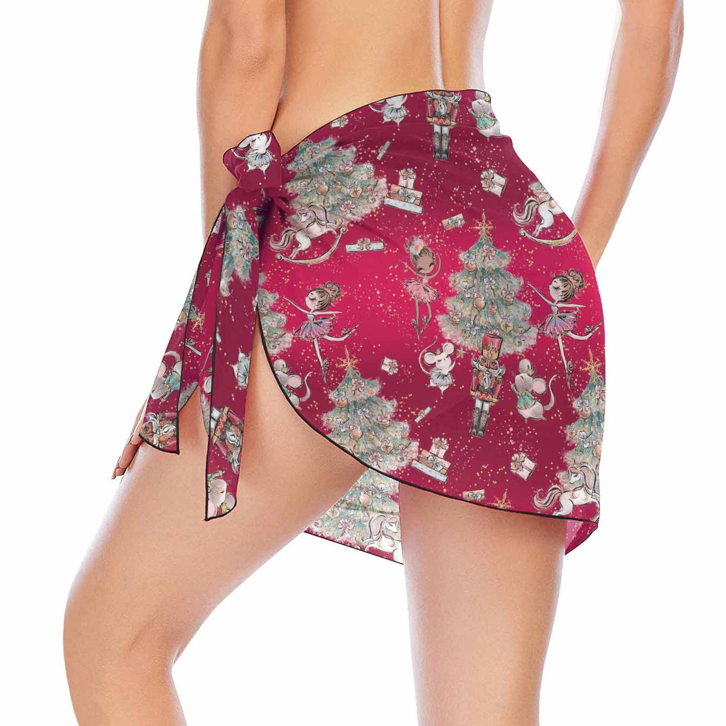 Red Christmas Nutcracker  Women's Beach Sarong Wrap