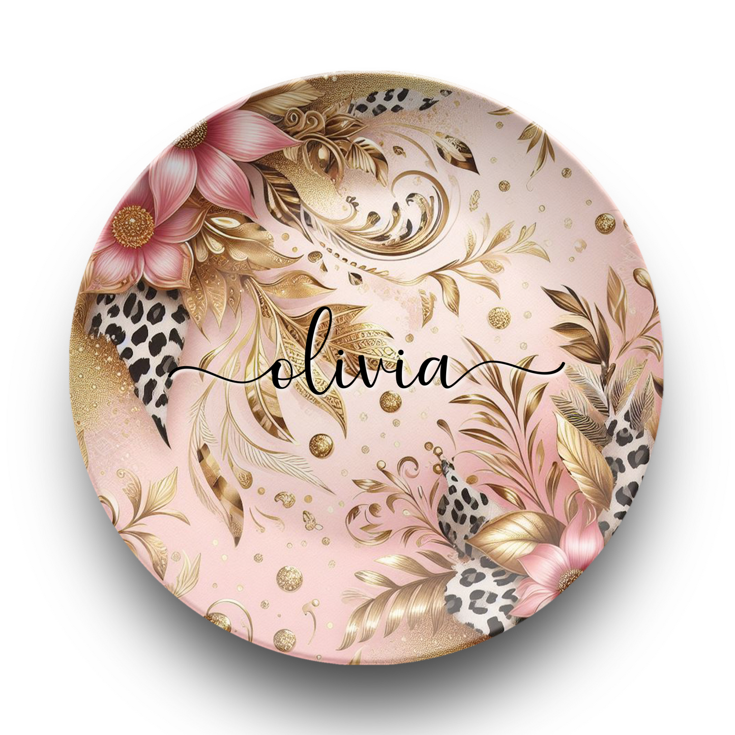 Personalised Luxury Pink and Gold Print Plate/Platter