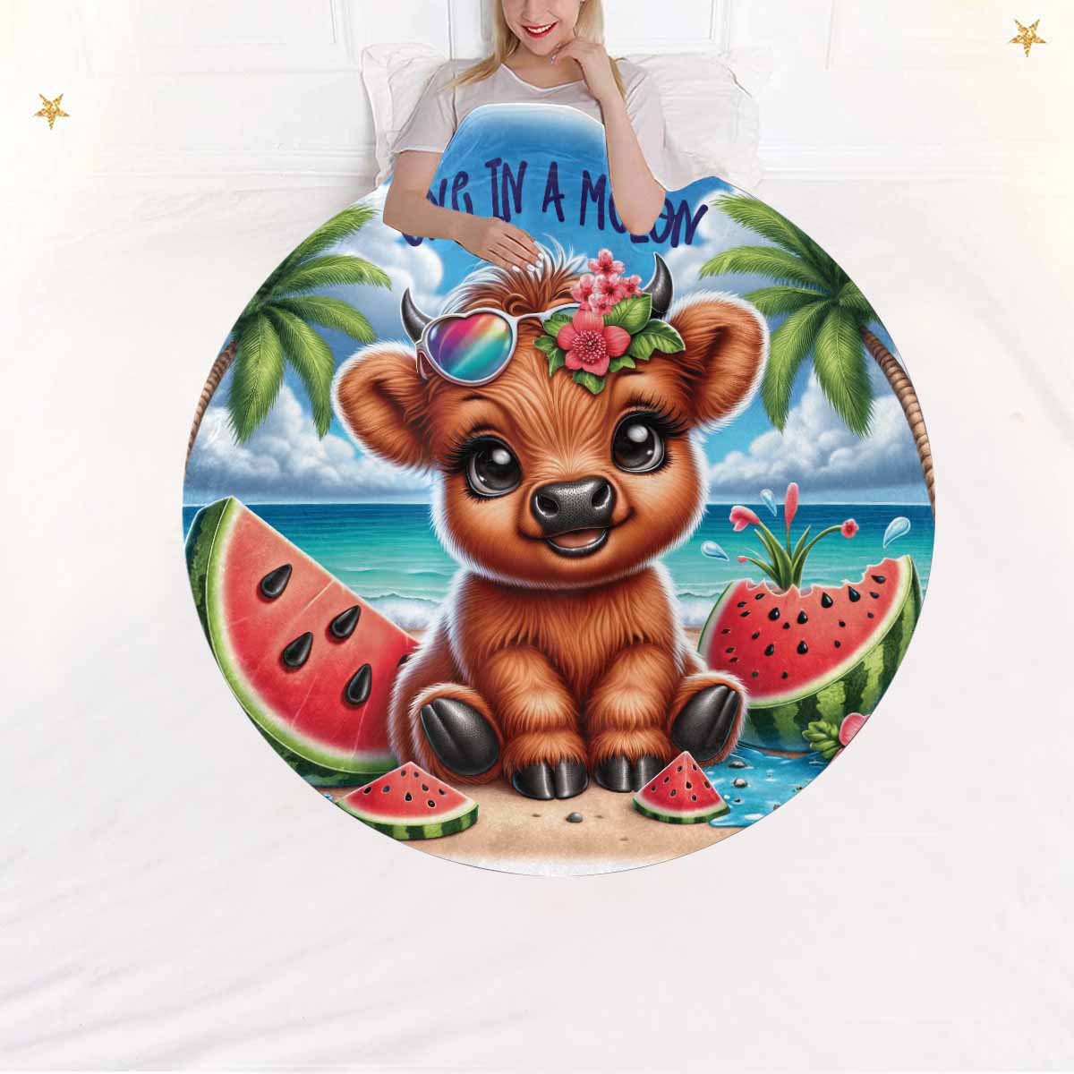 Highland Cow Awd35109  Circular Micro Fleece Blanket 47"