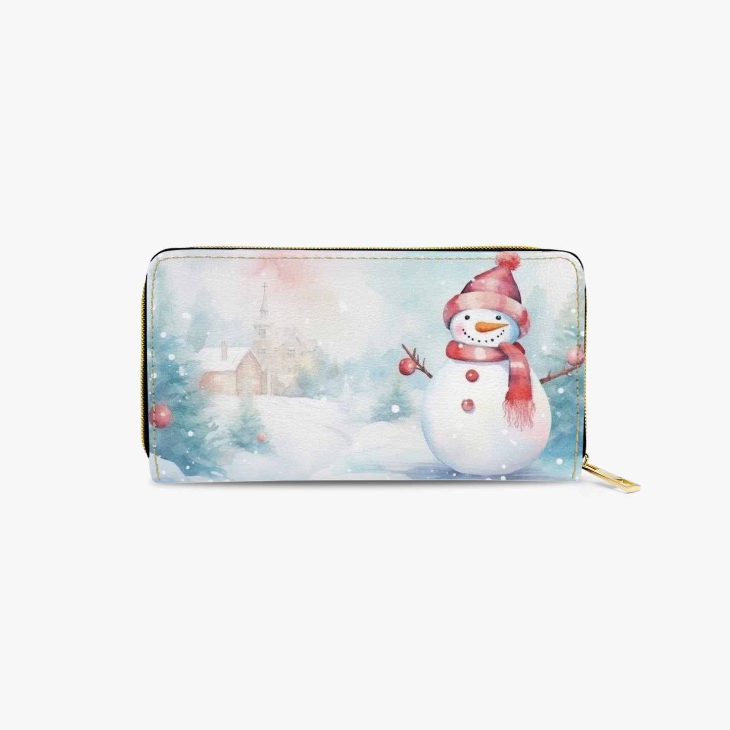 Long Type Zipper Purse, Christmas, Snowman, awd-554