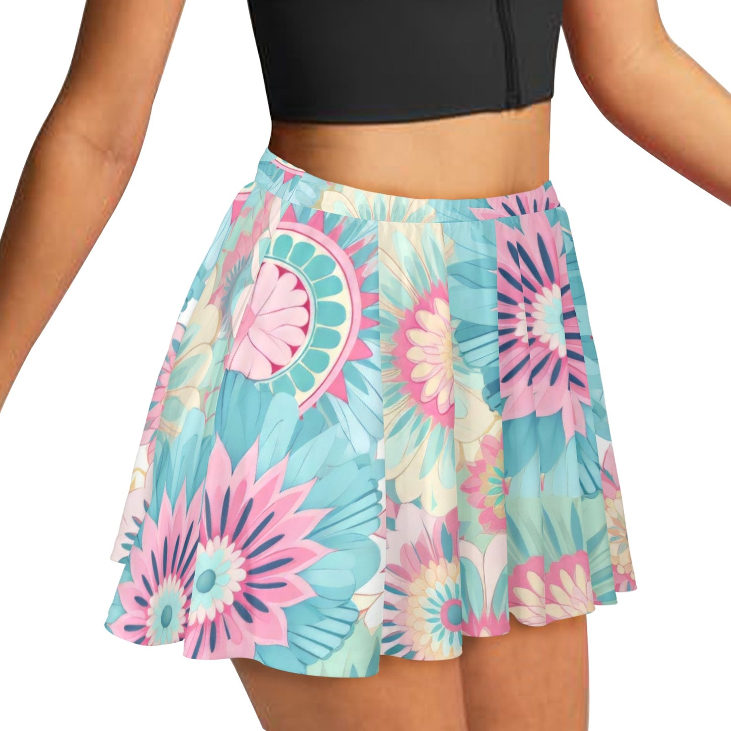 Mariner Skater Skirt 70's 80's 90's Boho Floral All Over Print Skater Skirt (Model D69)