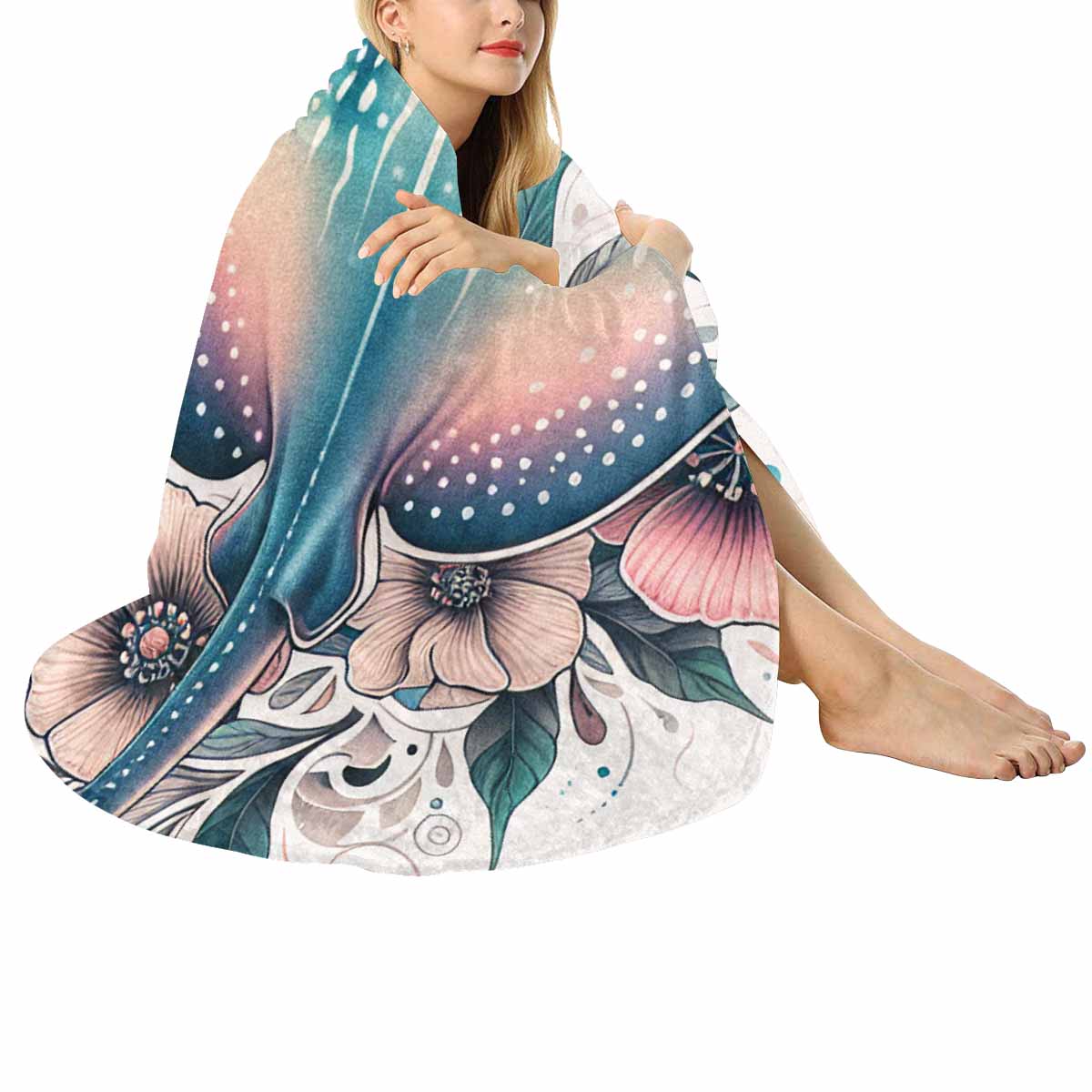 Sea_Animals_Stingray_Awd351106  Circular Micro Fleece Blanket 60"