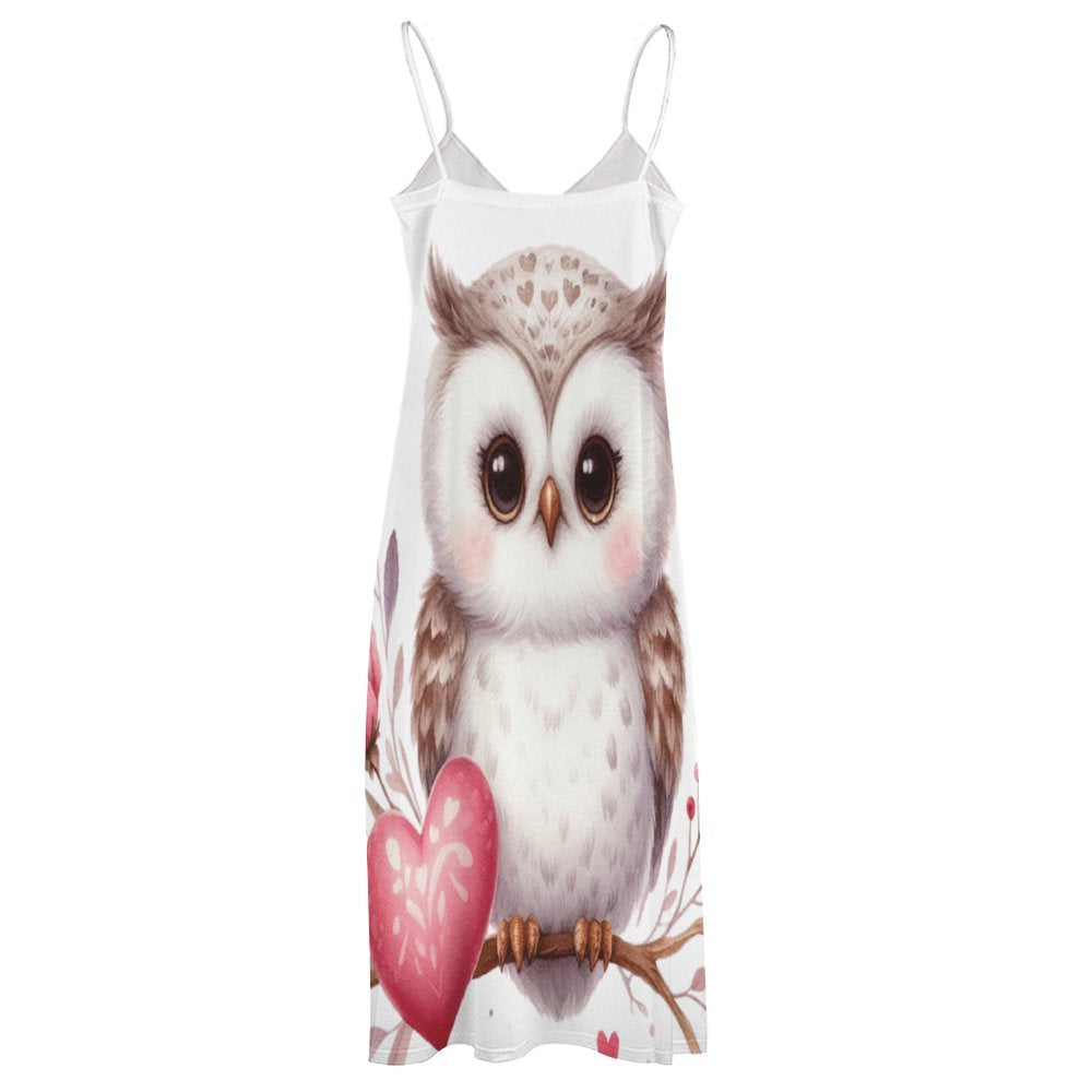 Owl Spaghetti Strap Ankle-Length Dress Long dress