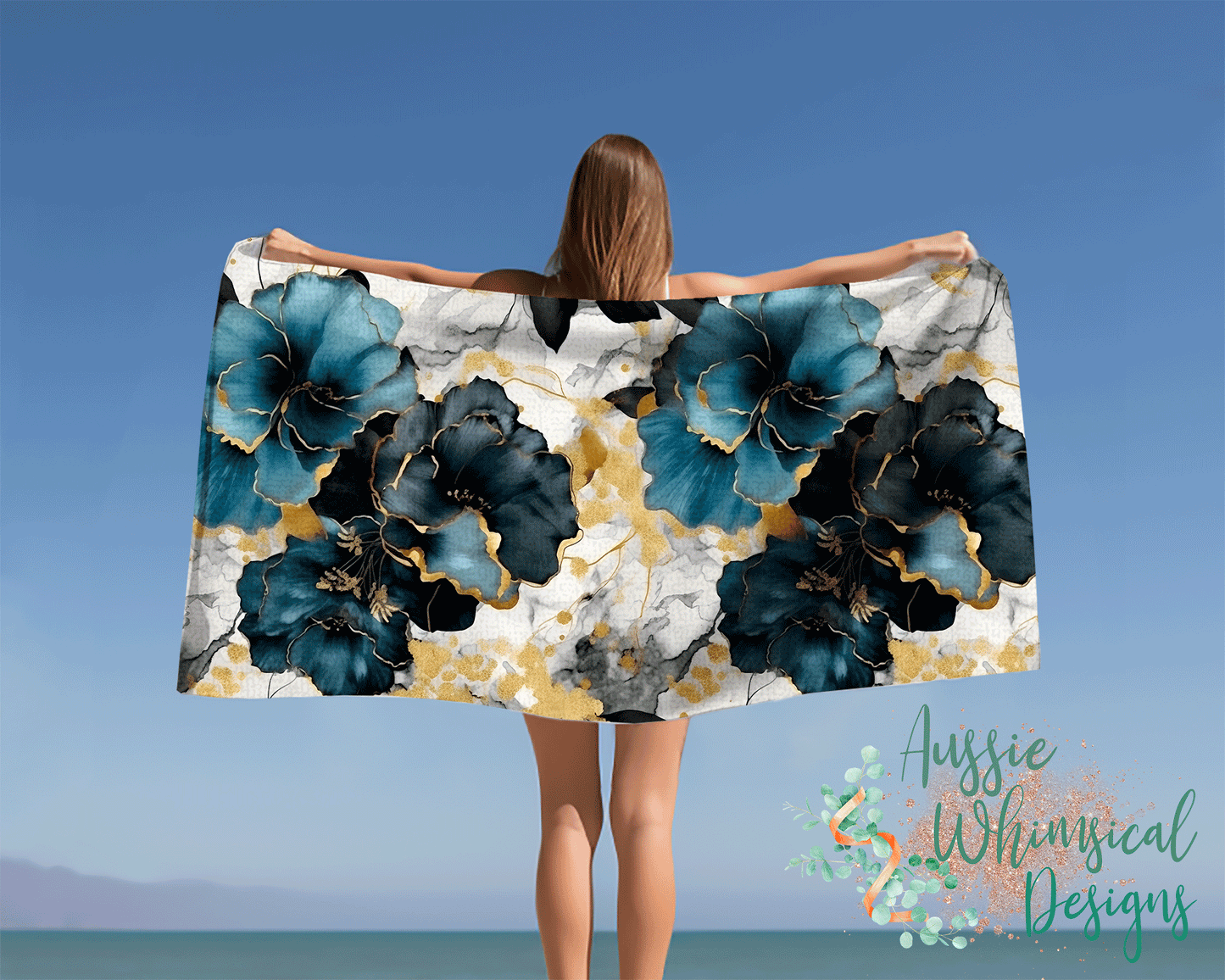 Beach Towel, ,Alcohol Ink Polycotton Towel