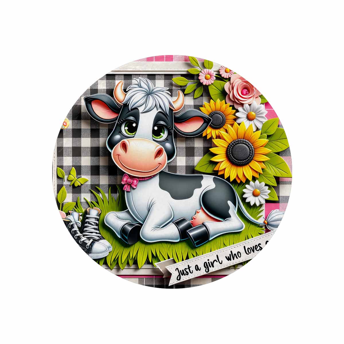 Just a Girl Who Loves Cows Awd351118  Circular Micro Fleece Blanket 47"