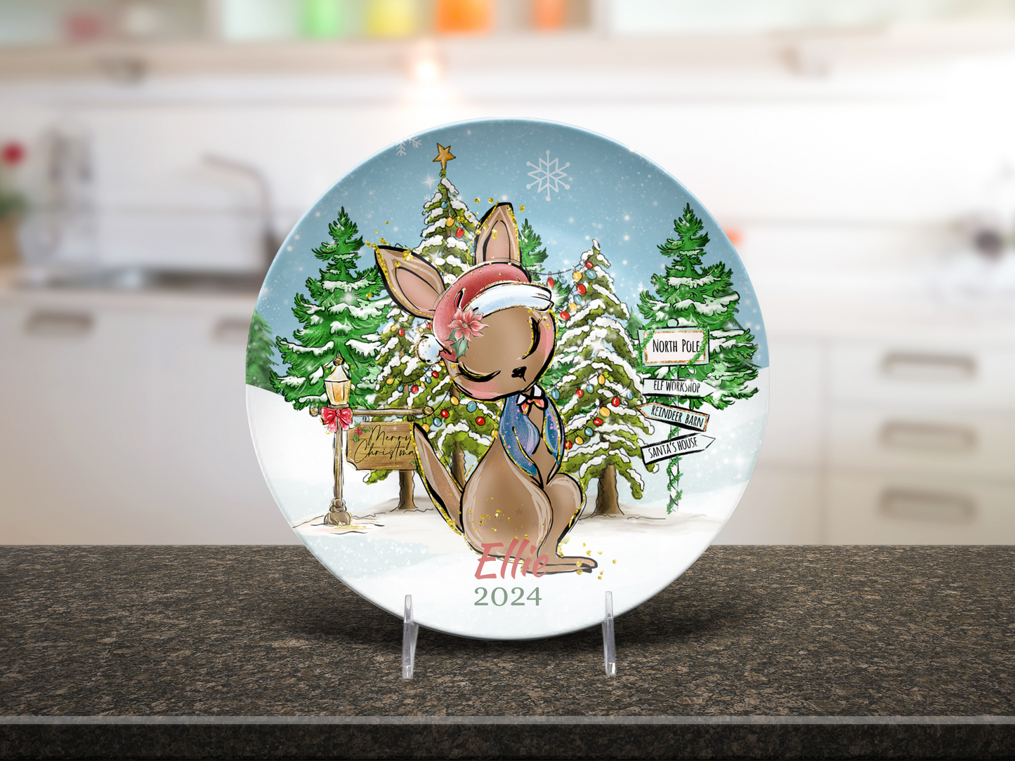 Kangaroo Personalised Christmas Plate