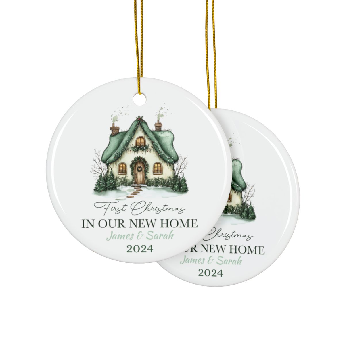 Personalized Ceramic Ornament, First Christmas Home Decor, New Home Keepsake Gift, Holiday Decoration, Customized Christmas Present