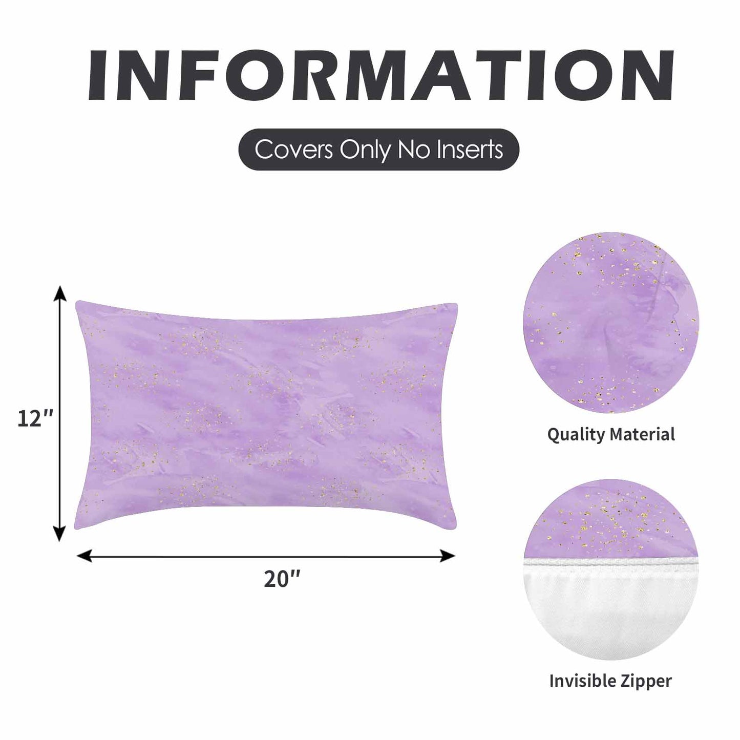 Purple  Peach Skin Pillowcase 20"x12" (One Side Printing)(2 Pack)
