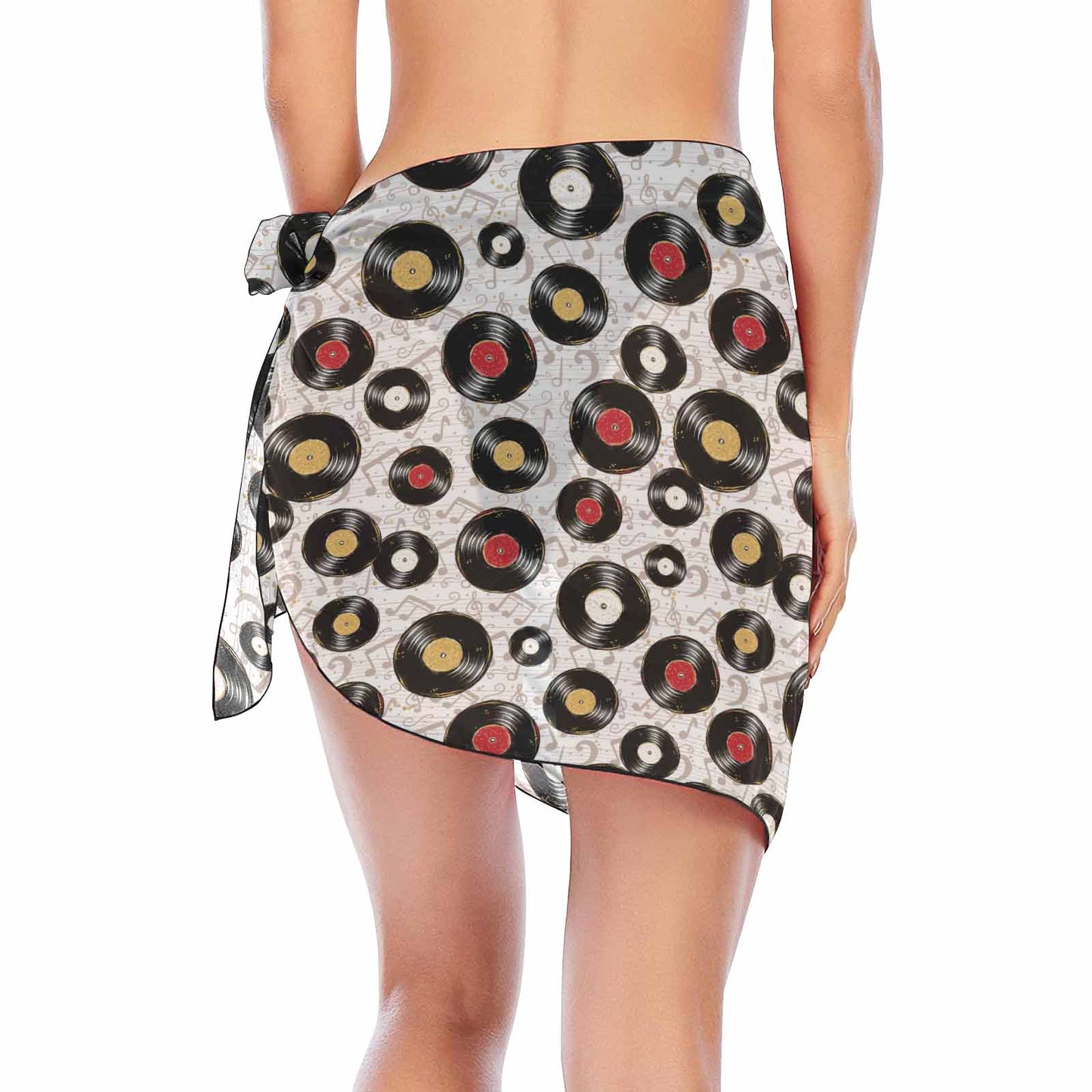 Music Records White  Women's Beach Sarong Wrap