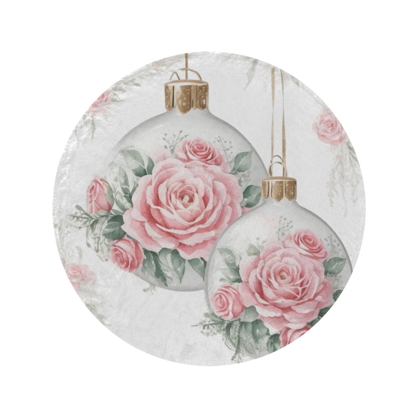 Christmas Rose Baubles Circular Micro Fleece Blanket