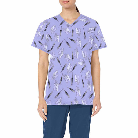 Nurse16  Women's V Neck Scrub Top Nurse Uniform with Deep Front Pockets