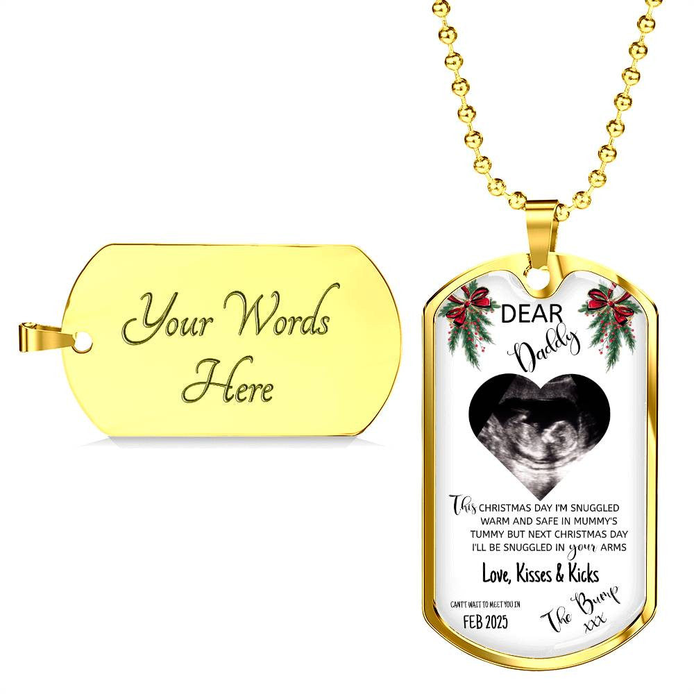 Dog Tag Personalised Dear Daddy Can't Wait to Meet you Pendant