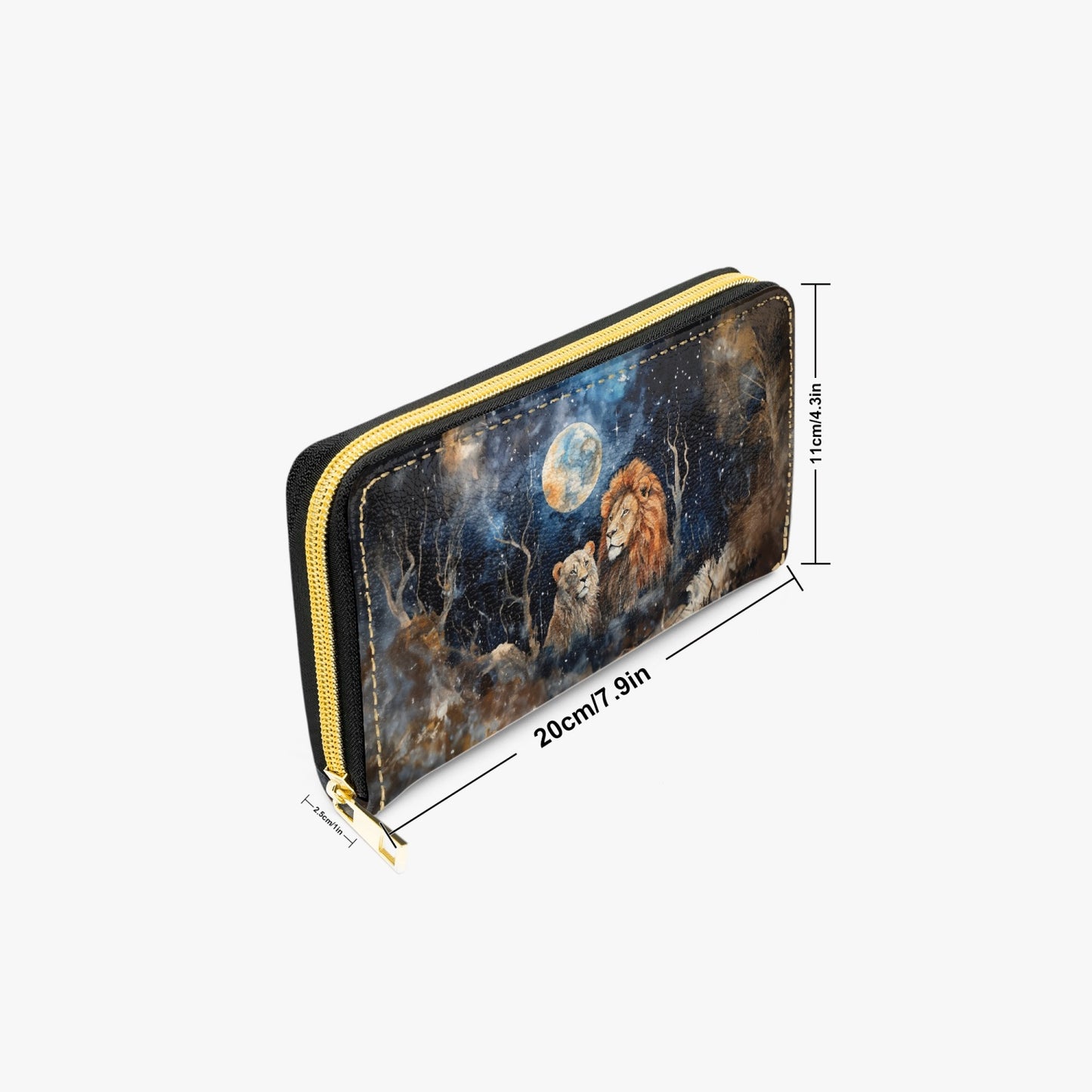 Long Type Zipper Purse, Lions, awd-549