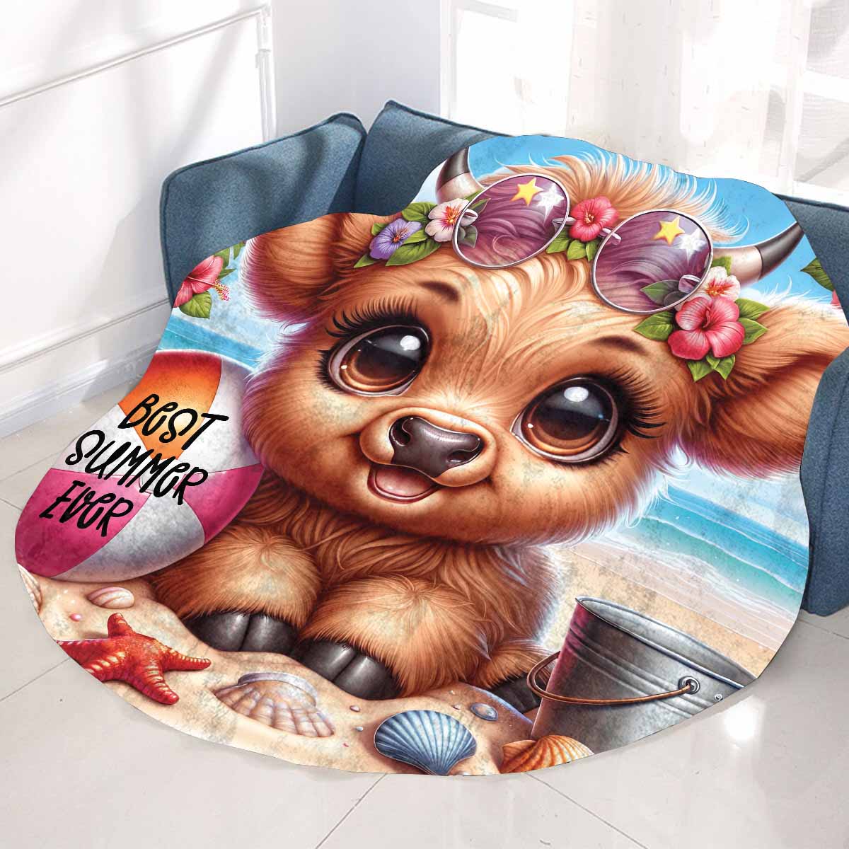 Highland Cow Awd35110  Circular Micro Fleece Blanket 60"