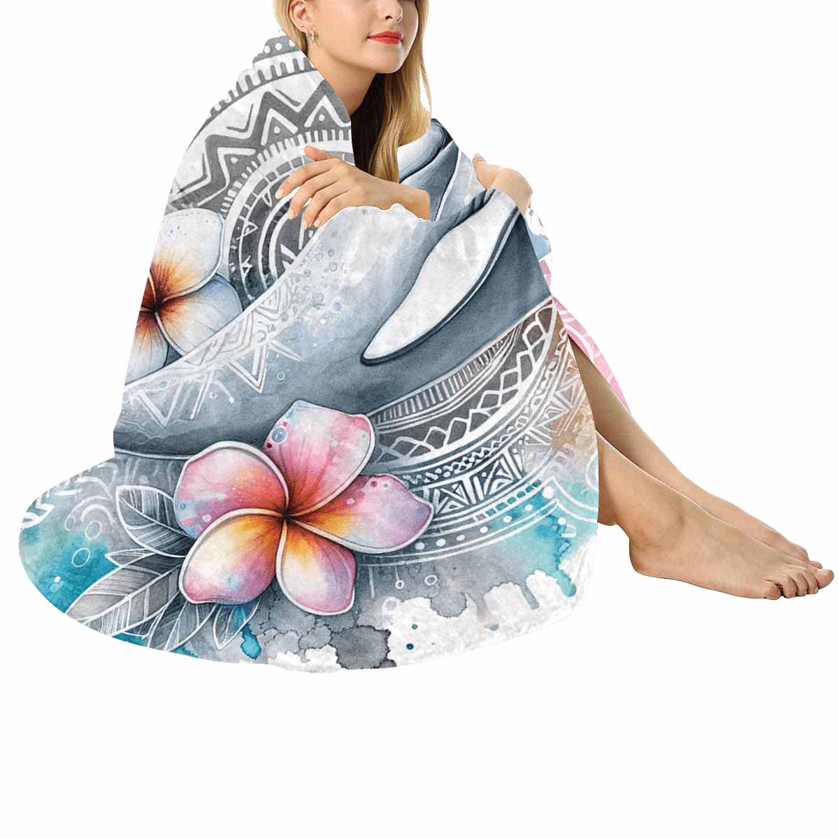 Sea_Animals_Dolphin_Awd351112  Circular Micro Fleece Blanket 60"