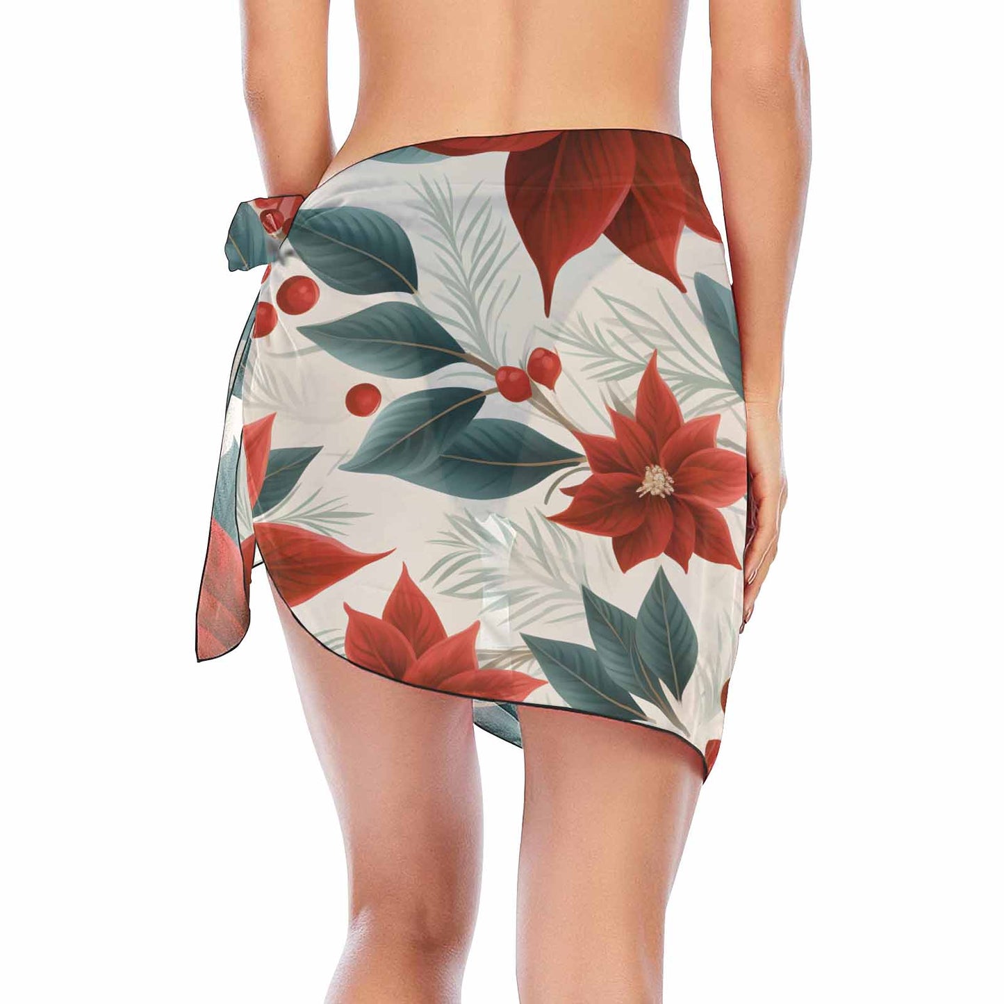 Red Poinsettia 50  Women's Beach Sarong Wrap