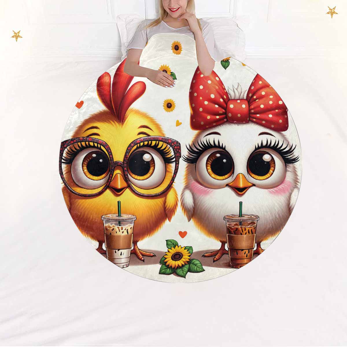 Chickens_Awd35171  Circular Micro Fleece Blanket 47"