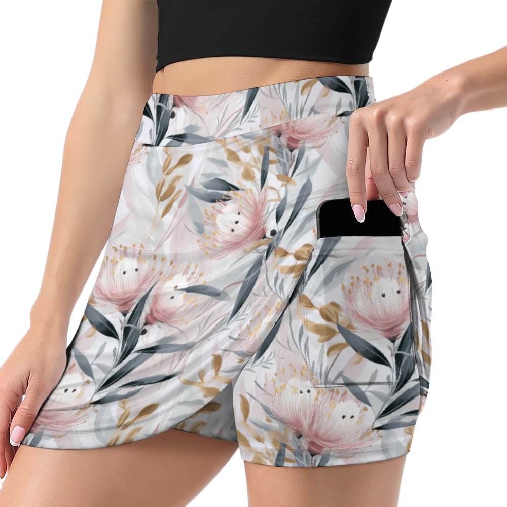 Australian Floral A-Line Skirt with Pocket Light proof trouser skirt