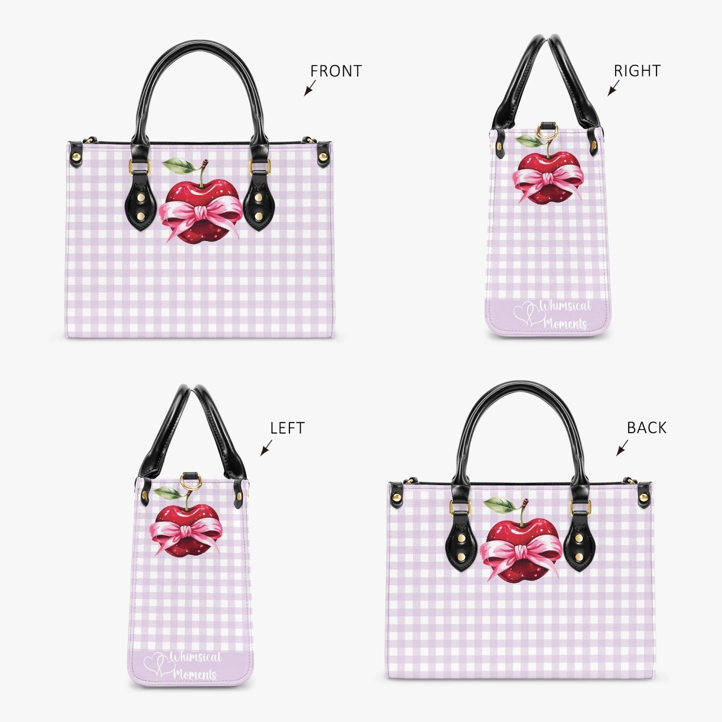 Women's Tote Bag - Rockabilly - Apple Plaid Lilac