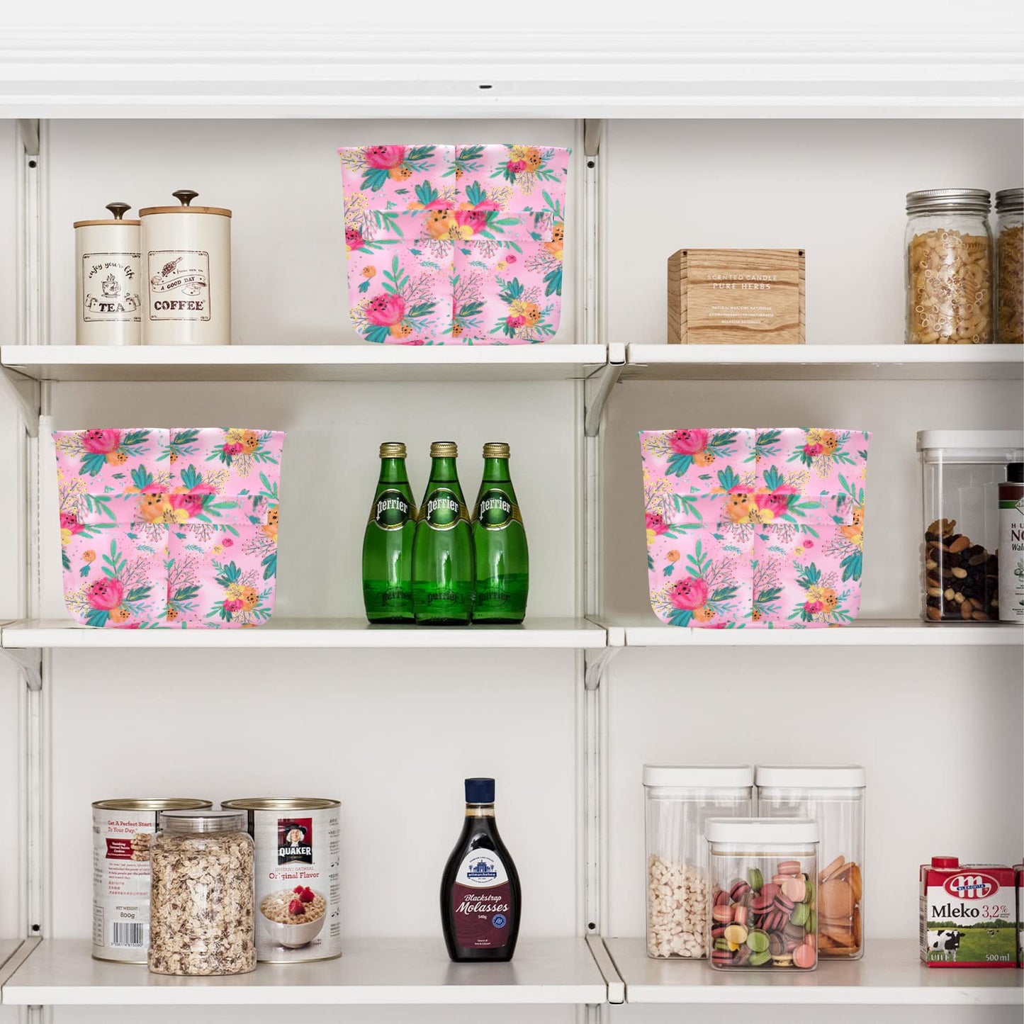 Australian Floral Pink Fabric Storage Basket