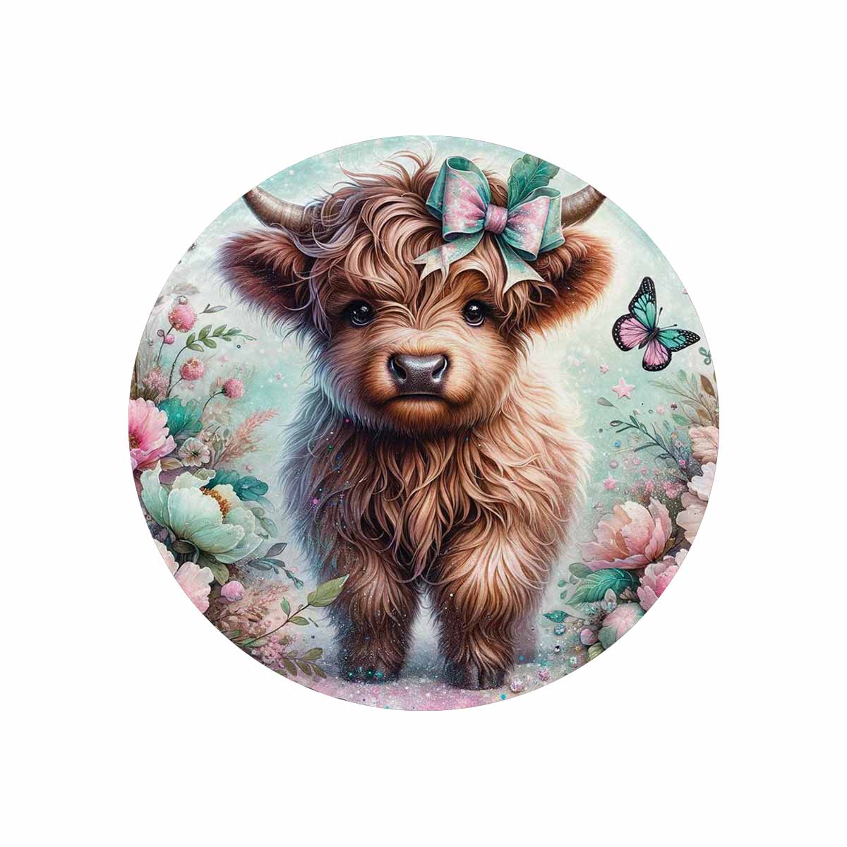 Higland Cow Awd1418  Circular Micro Fleece Blanket 47"