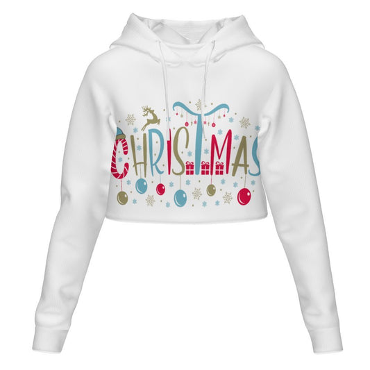 Women's All Over Print Cropped Hoodie (DLM) Hooded hoodie