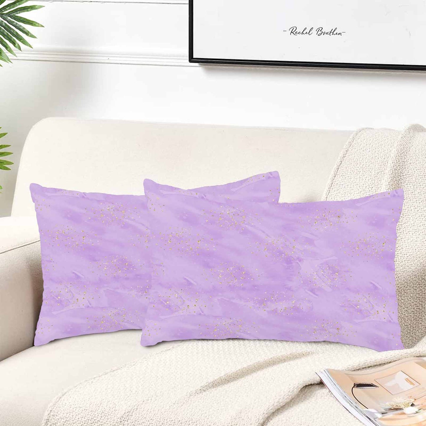 Purple  Peach Skin Pillowcase 20"x12" (One Side Printing)(2 Pack)