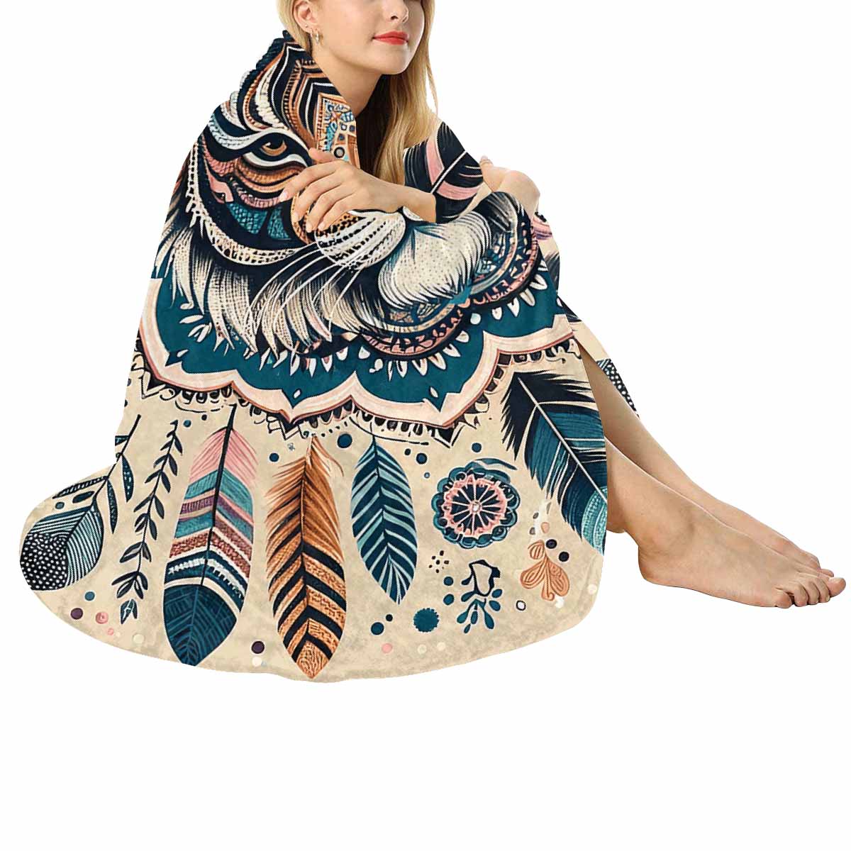 Mandella_Tiger_Awd35152  Circular Micro Fleece Blanket 47"