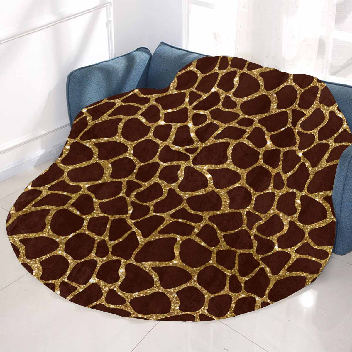 Animal print 6  Circular Micro Fleece Blanket 47"