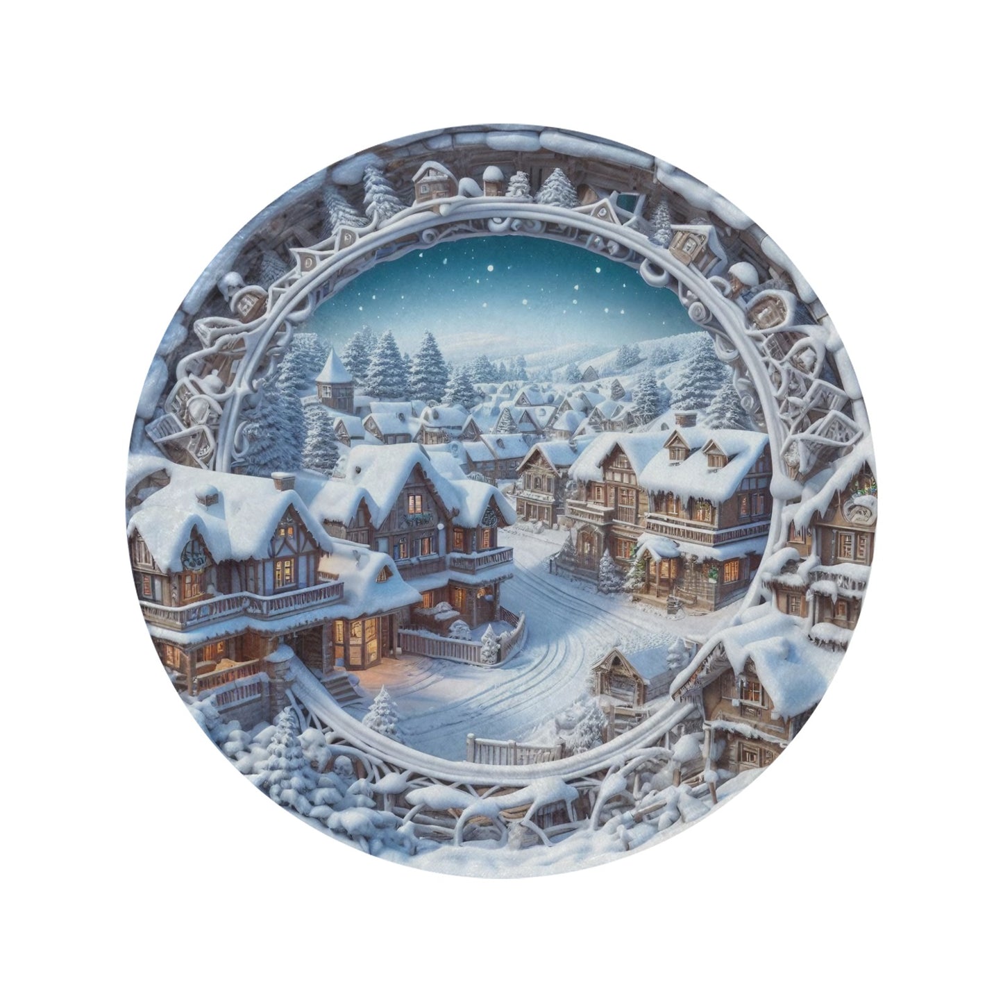 Christmas Scene Circular Micro Fleece Blanket