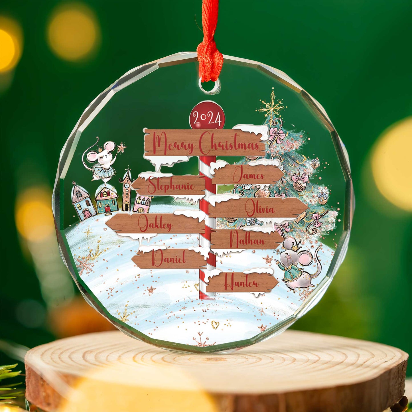 Personalised North Pole Christmas Glass Ornament