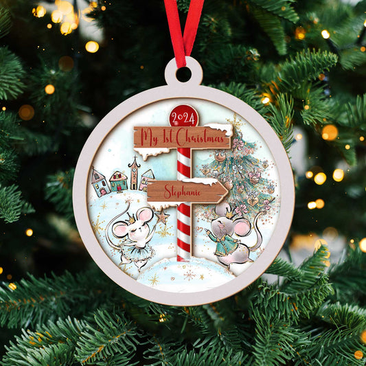 Layered Wooden Personalised North Pole Christmas Ornament