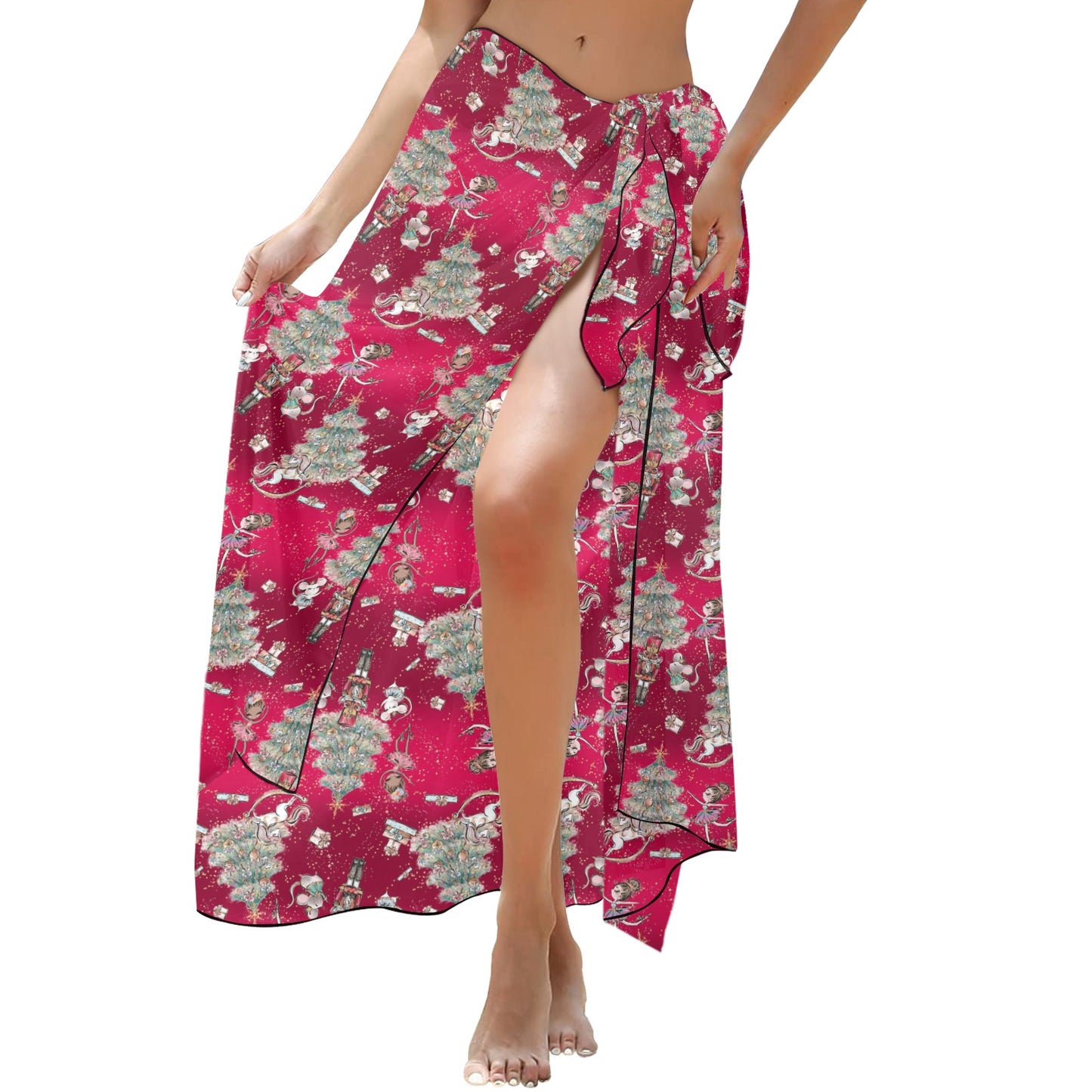 Red Christmas 50 Long Beach Sarong Wrap