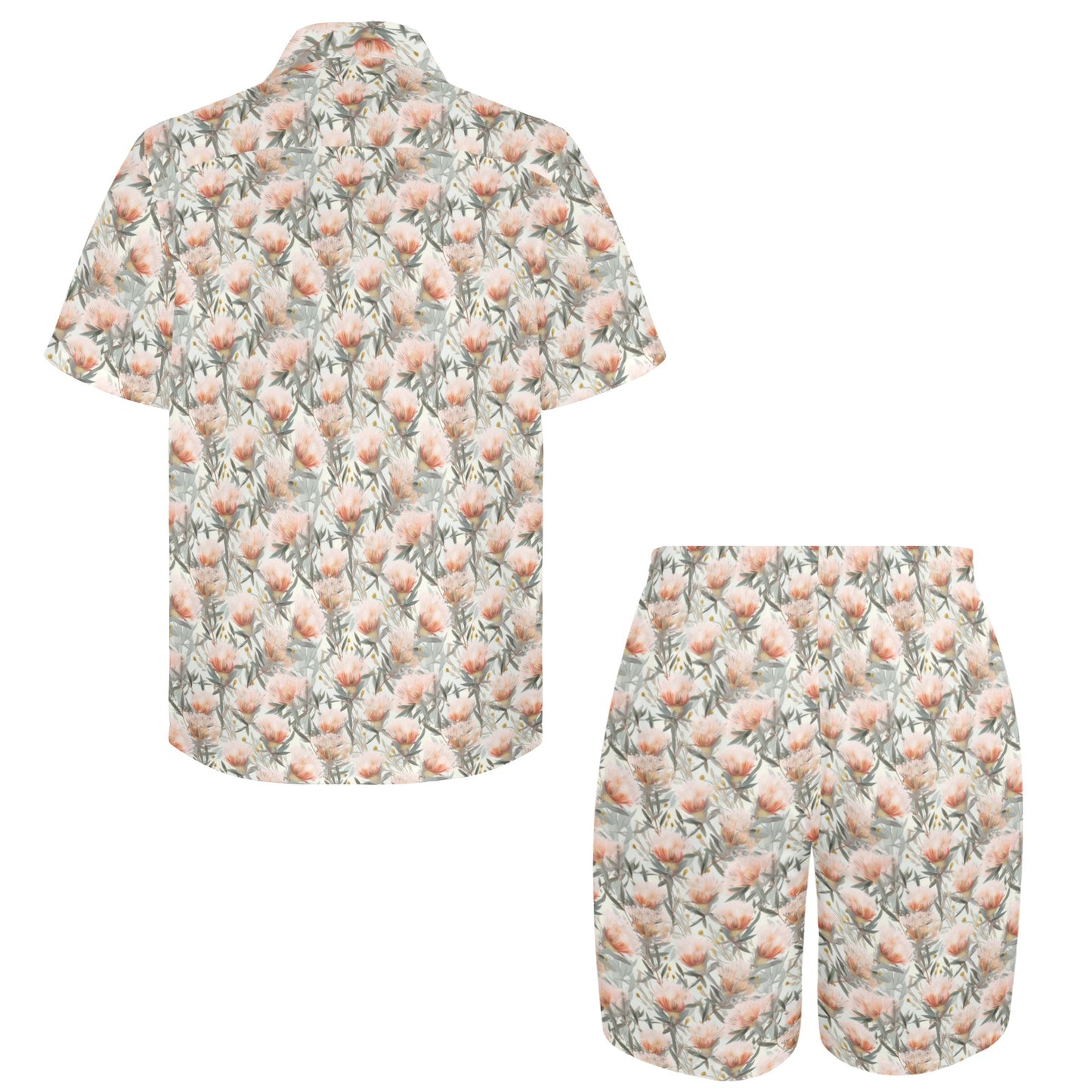 Men's Shirt & Shorts Set Australian Floral Men's Shirt and Shorts Outfit (Set26)