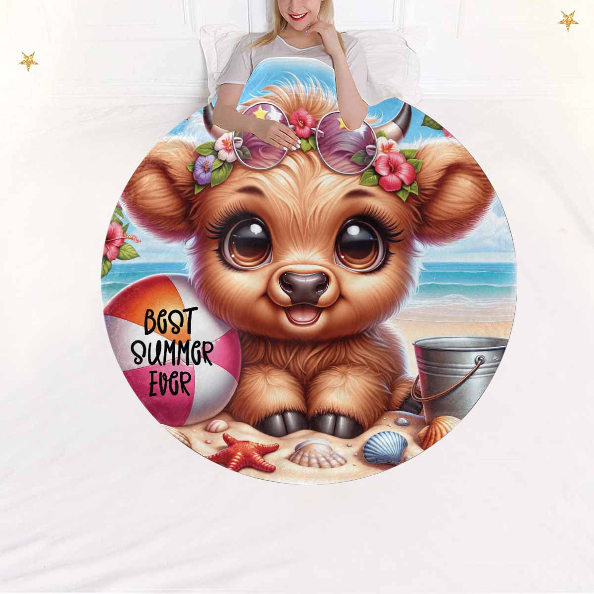 Highland Cow Awd35110  Circular Micro Fleece Blanket 47"