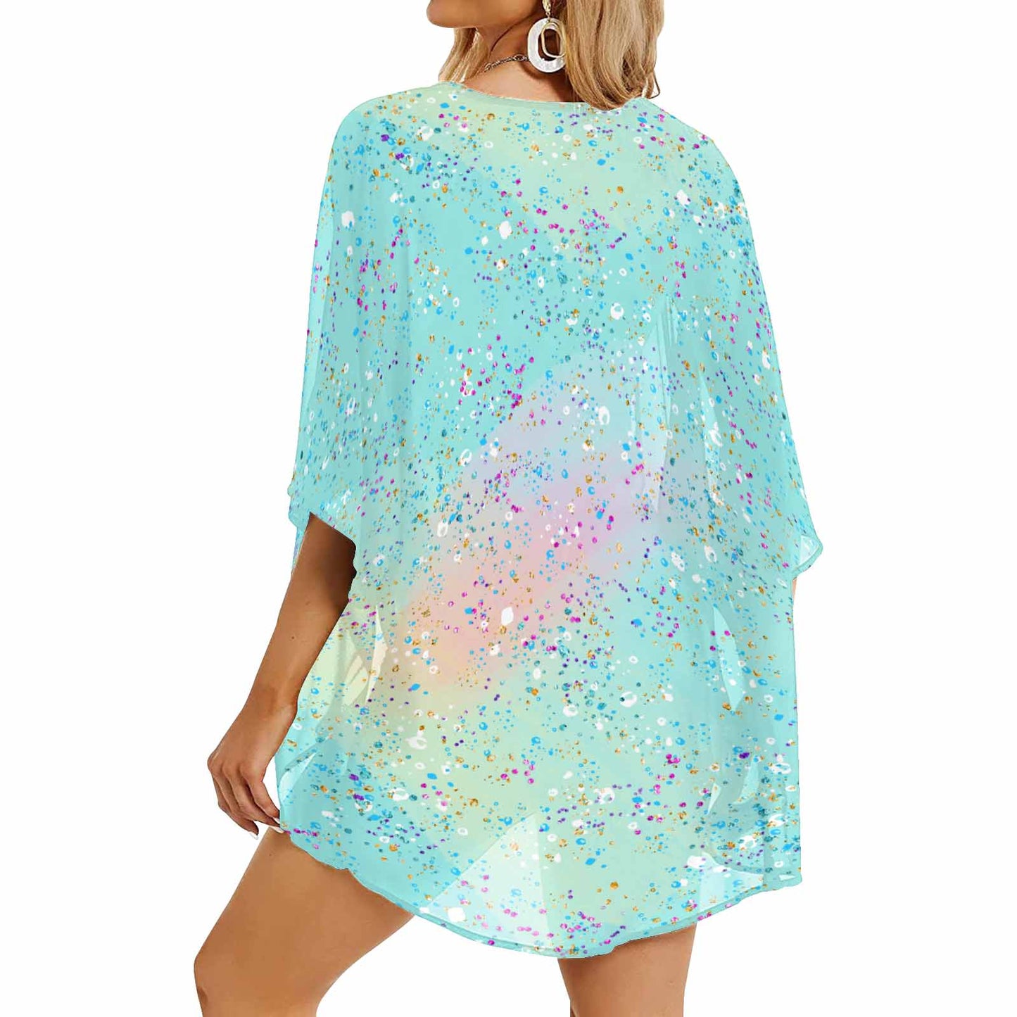 Green Splash Women's Kimono Chiffon Cover Up