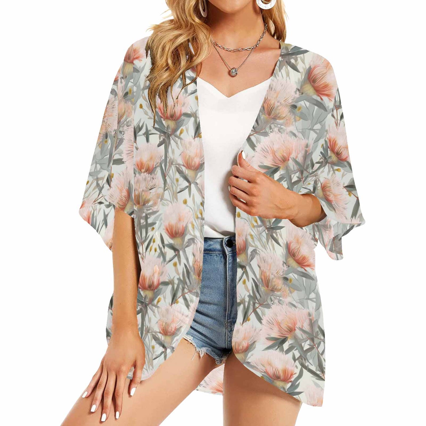 Australian Wattle Women's Kimono Chiffon Cover Up