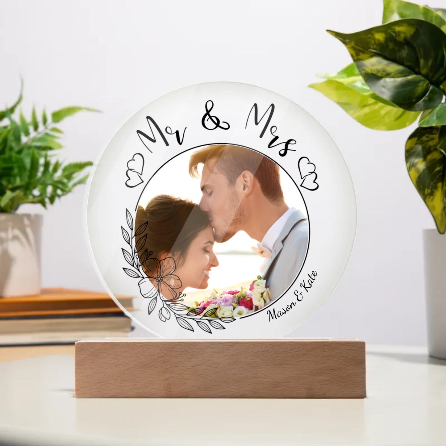 Personalised Circle Acrylic Plaque, Wedding, Engagement, I Love You