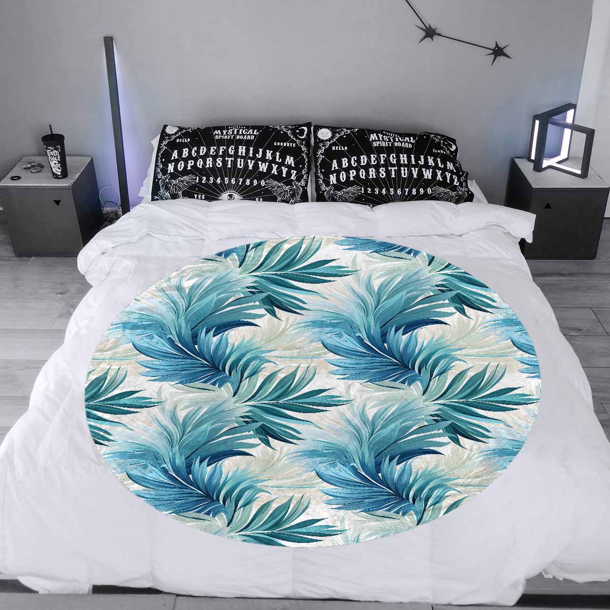 Blue Palms  Circular Micro Fleece Blanket 47"
