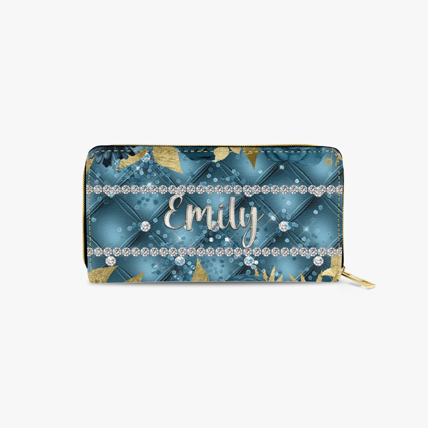 Long Type Zipper Purse - Teal Floral - Personalised