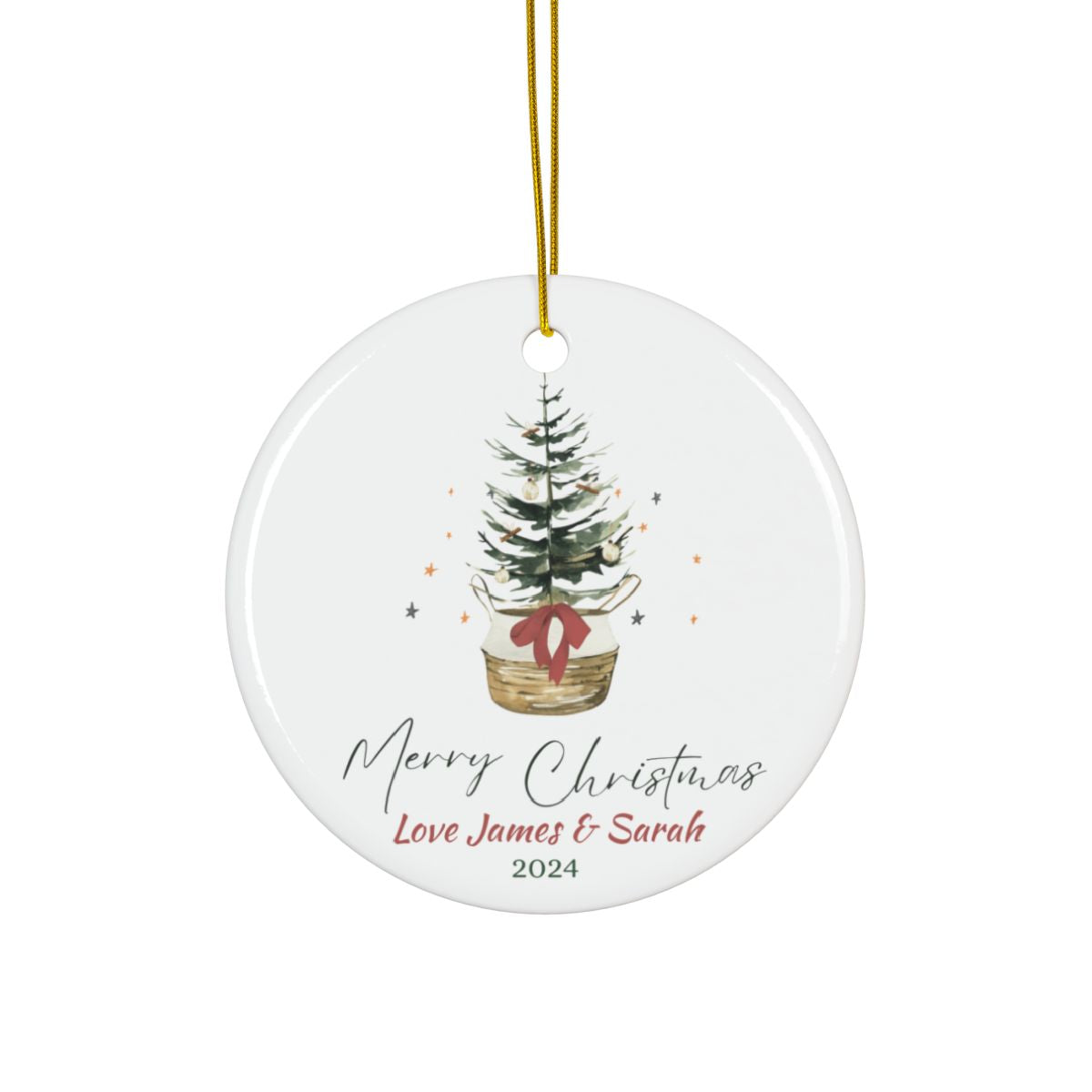 Merry Christmas Tree Ornament, Personalized Holiday Decor, Ceramic Keepsake Gift, Custom Christmas Ornament, Tree Decoration