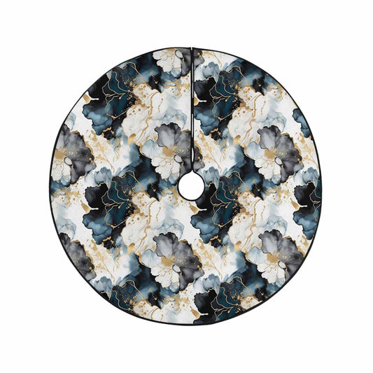 Black Ink Floral  Christmas Tree Skirt