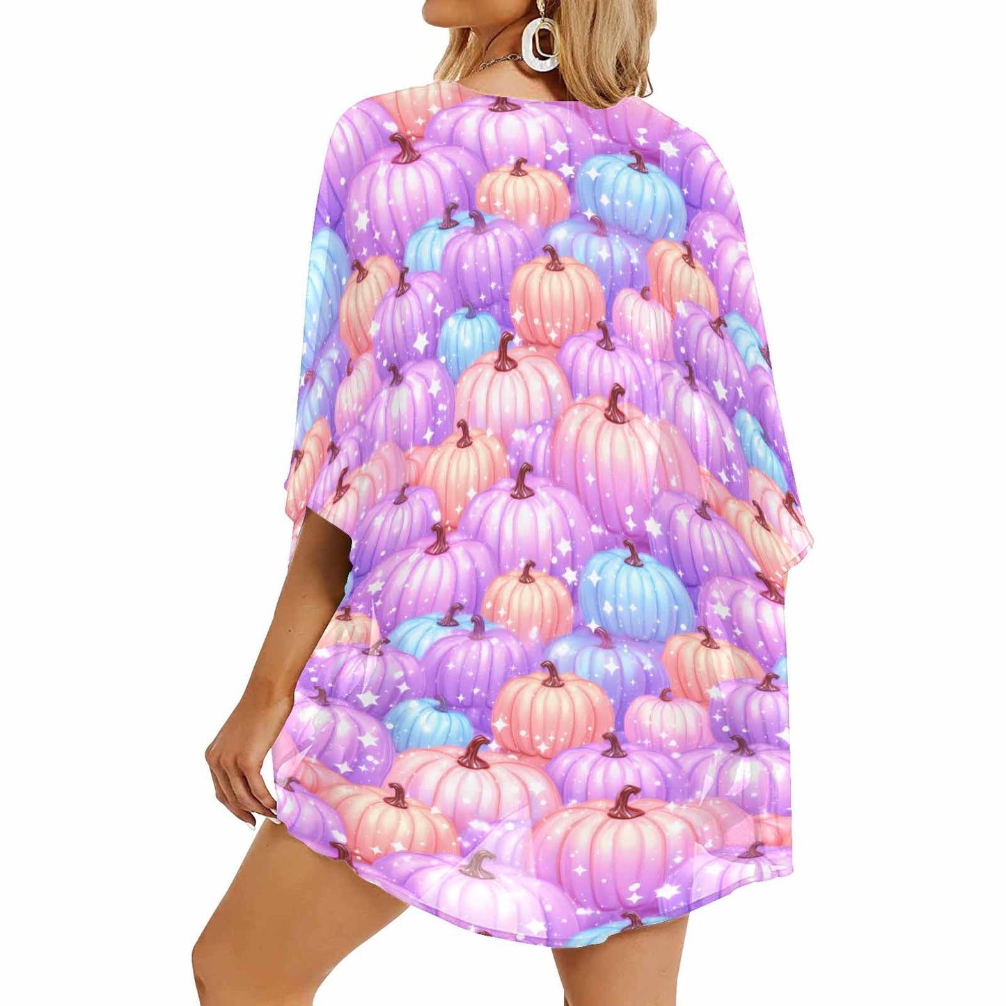 Pastel Pumpkin  Women's Kimono Chiffon Cover Up