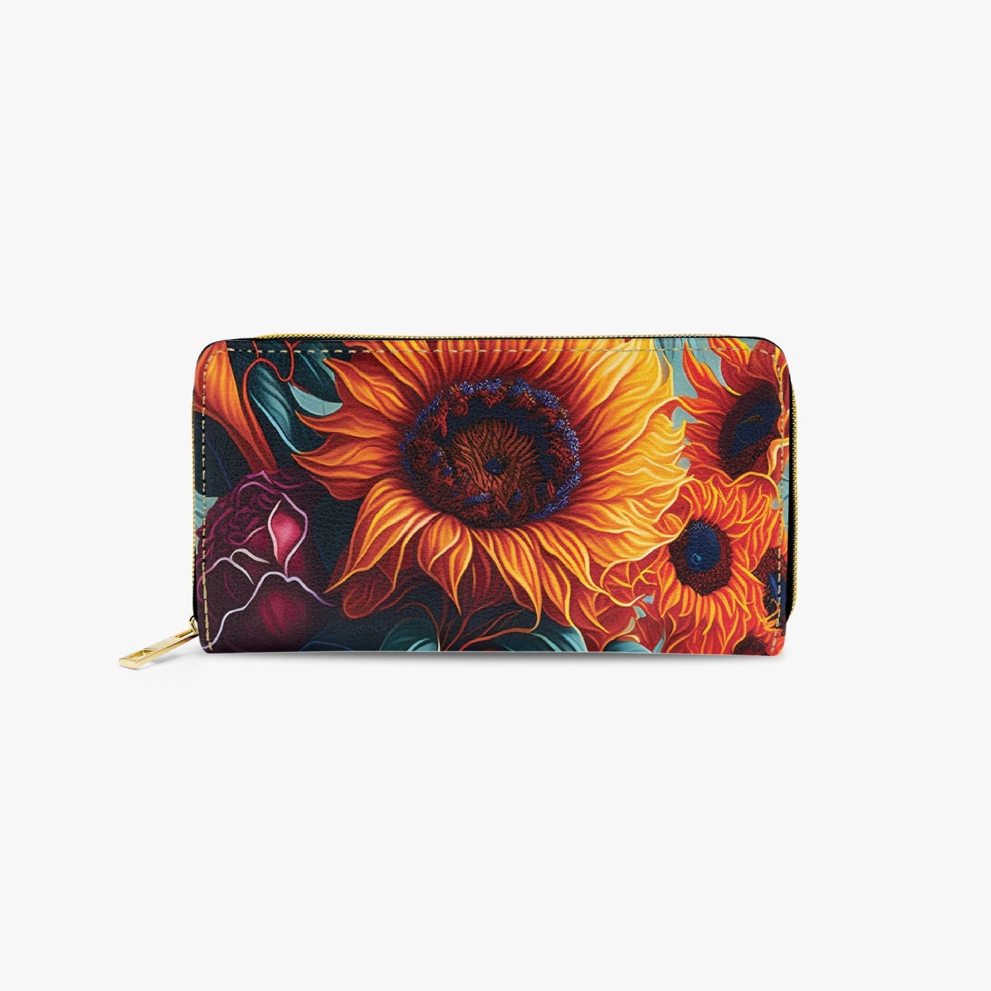 Long Type Zipper Purse, Sunflowers, awd-626